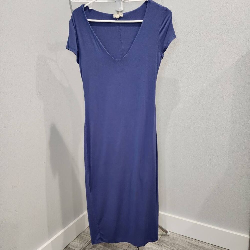 See You Monday Cobalt Blue Clingy Tshirt Dress, XL Sexy Form Fitting